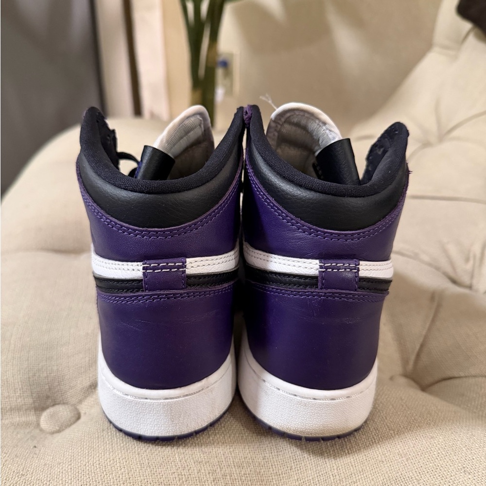 Purple and White High-Top Sneakers - Picture 3 of 5
